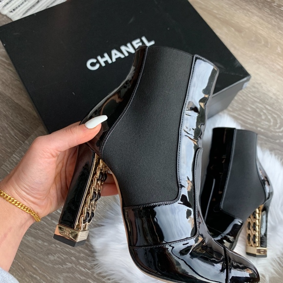 CHANEL Chain Link Embellished Ankle Boots US 6 - Picture 4 of 8